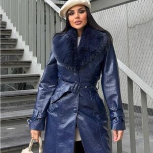 Elegant Navy Blue Women's Coat